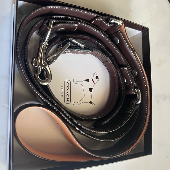 COACH dog leash and collar set (leather)